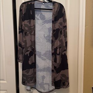 Camouflage Open Front Cardigan